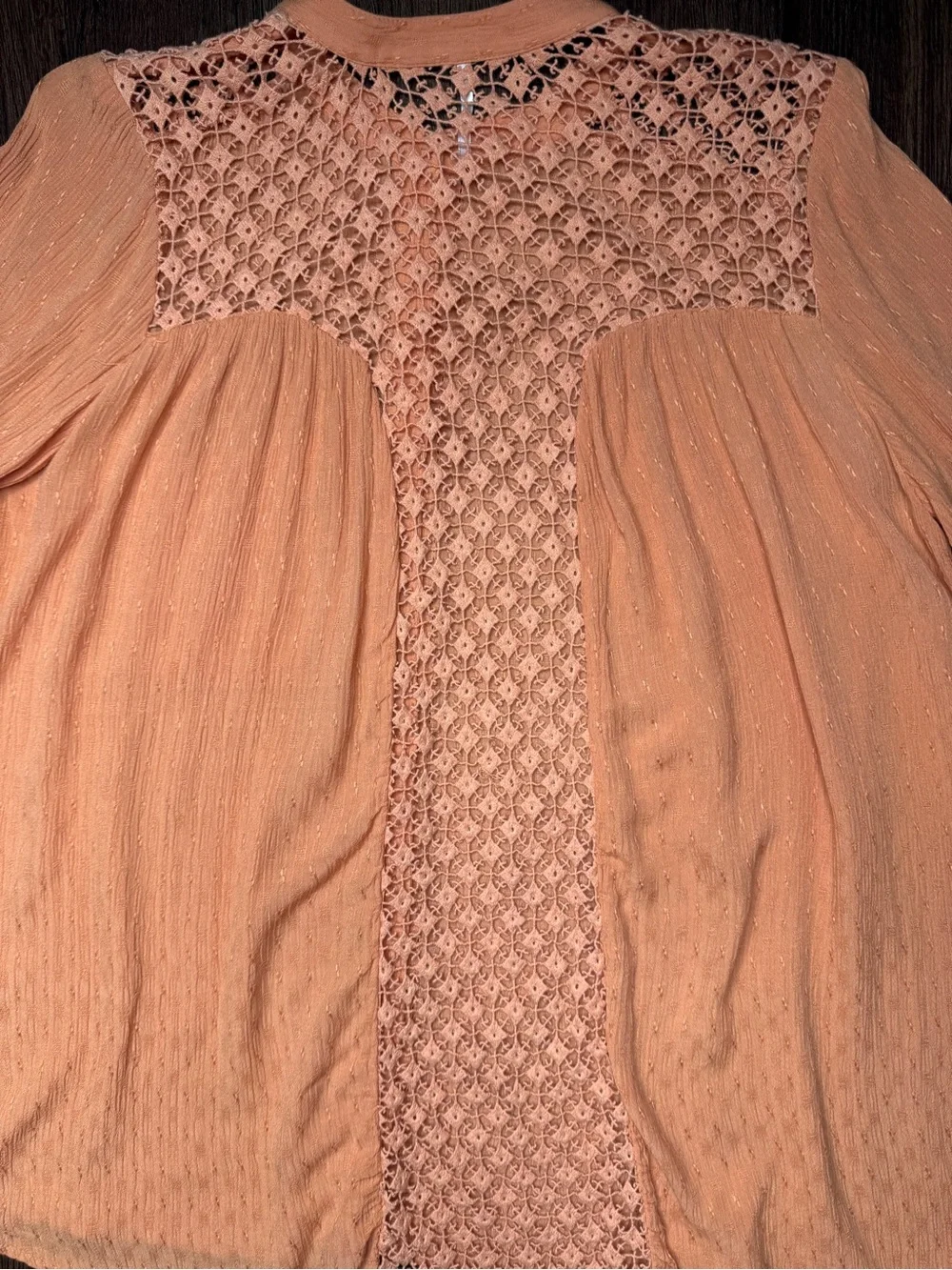 Free People Peach Crochet Lace Back Boho Blouse S